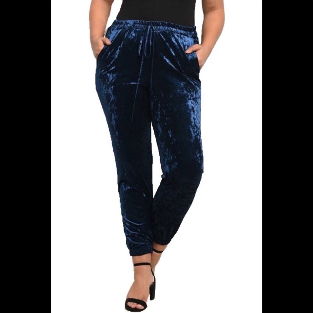 Plus Size Sapphire Velvet Joggers 1X
